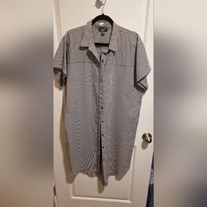 DKNY Womens Black and White Striped Shirt